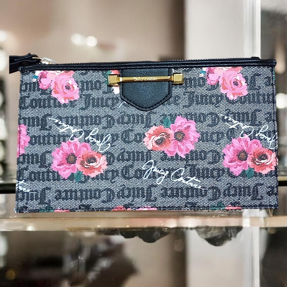 Juicy Couture Floral Print Clutch - Black and Pink - Picture 3 of 10